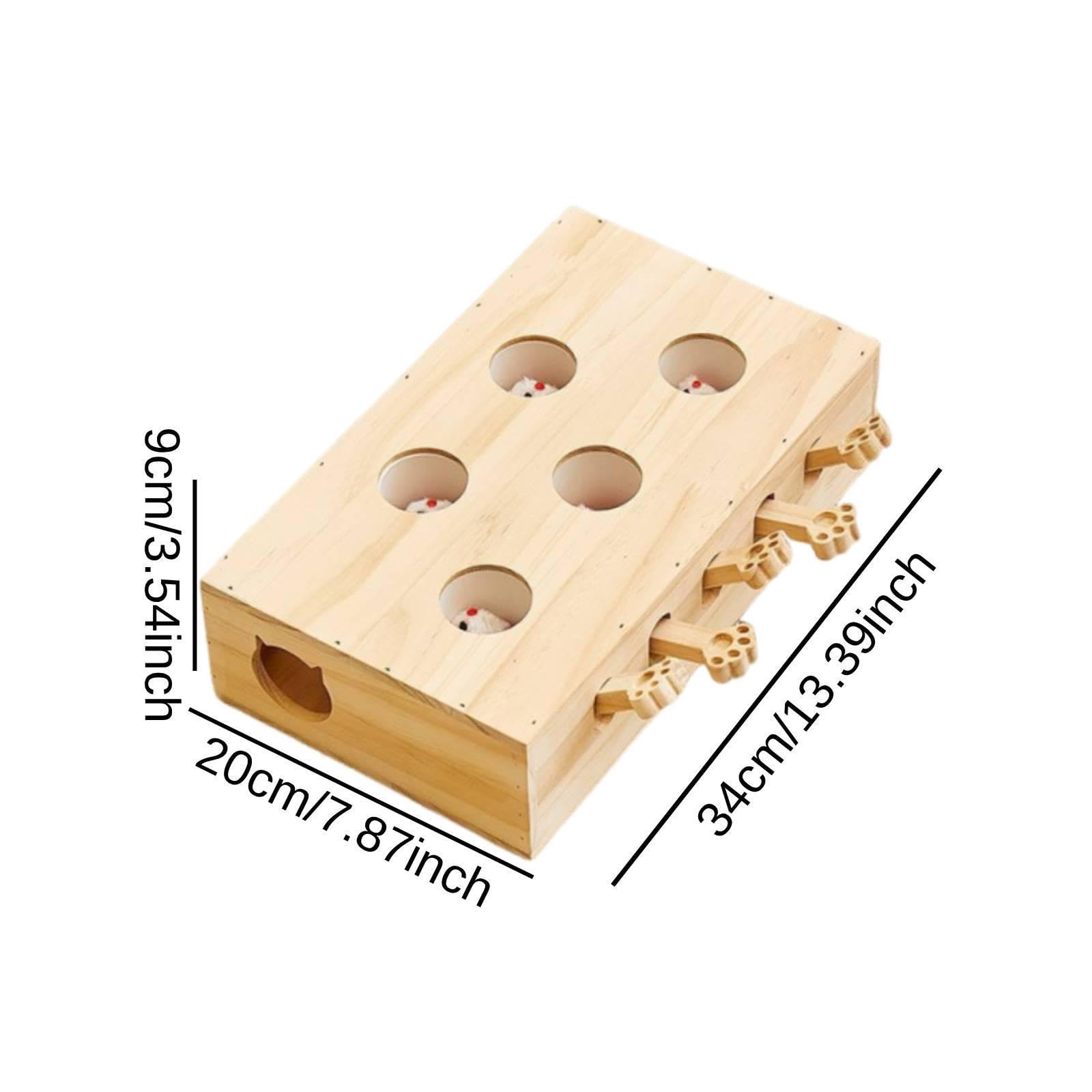 Juguete Interactivo para Gatos Juego Mazes de Madera Accesorio para Mascotas Juguete Puzzle Contribuye a Desarrollo Físico Y Mental Adecuado Pa, 5 Agujeros