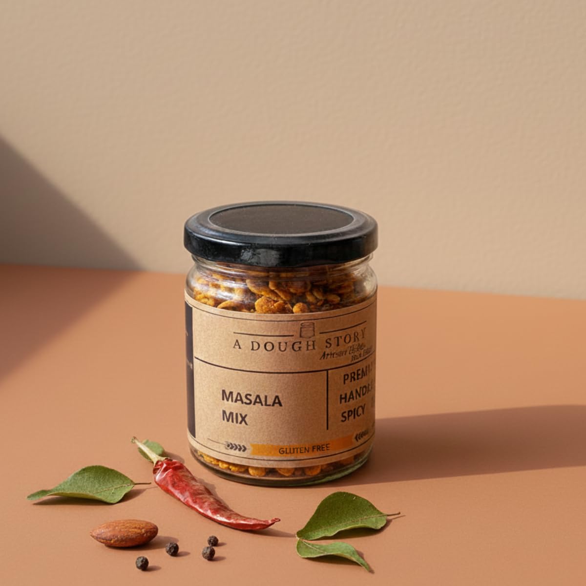 A Dough Story Masala Mix | Gluten-Free Savory Healthy Snack | Indian Tea-Time Namkeen with Roasted Nuts, Seeds & Authentic Spices | Premium Handmade Masala Cashew Almond Mix 250g-image-9