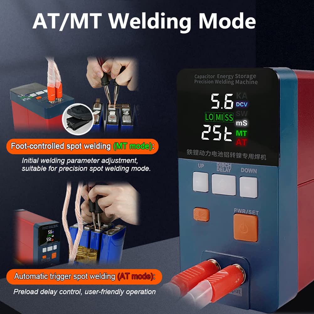 Battery Spot Welder 0.4mm Dual Pulse Battery Welders, Portable Dual Pulse Battery Spot Welder - 19.8 KW Capacitor Energy Storage for 18650 & 14500 Lithium Batteries