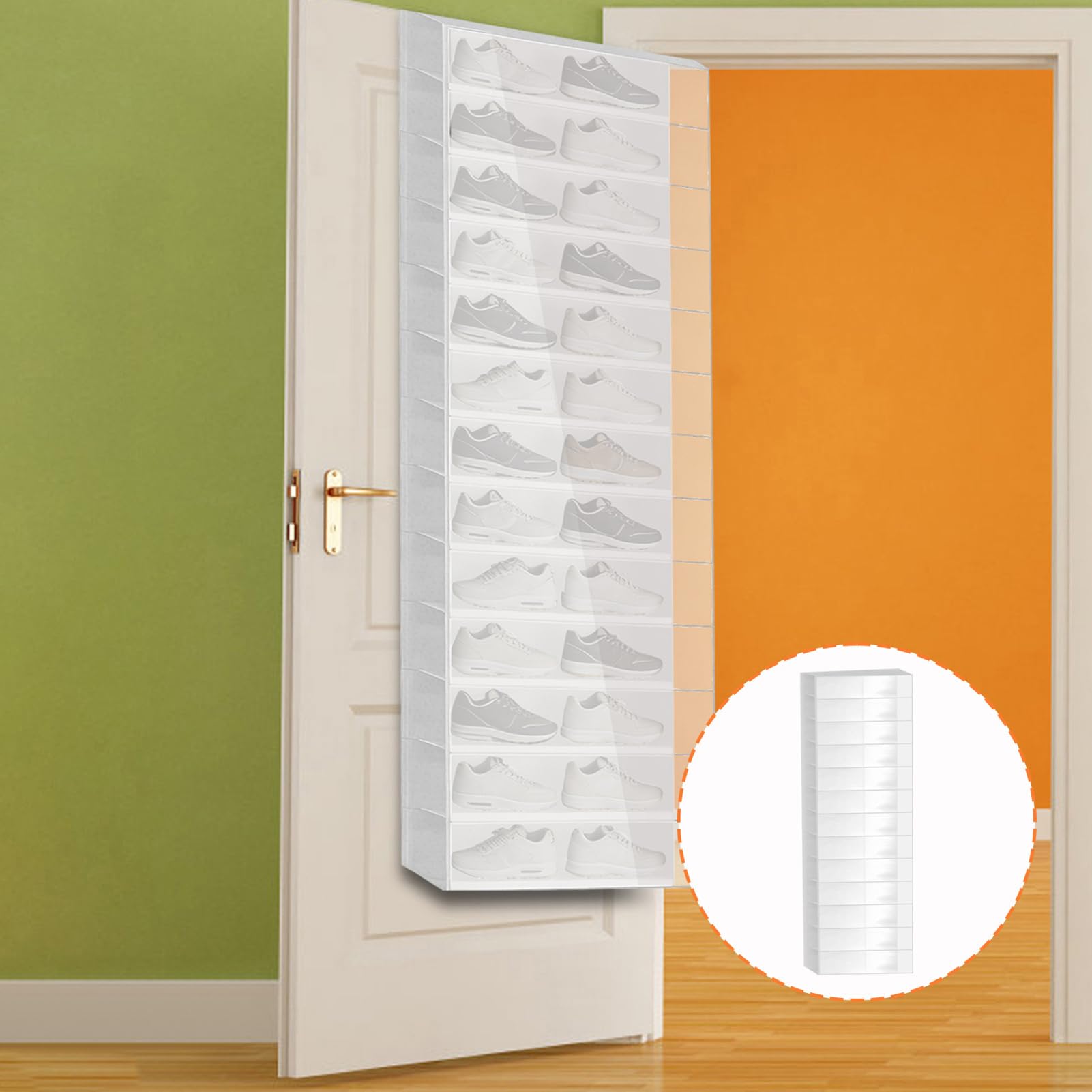 Organizador De Zapatos Para Puerta 26 Bolsillos Colgante | Colgable Transparente Y Plegable Para Almacenamiento para Almacenar Botas Zapatillas