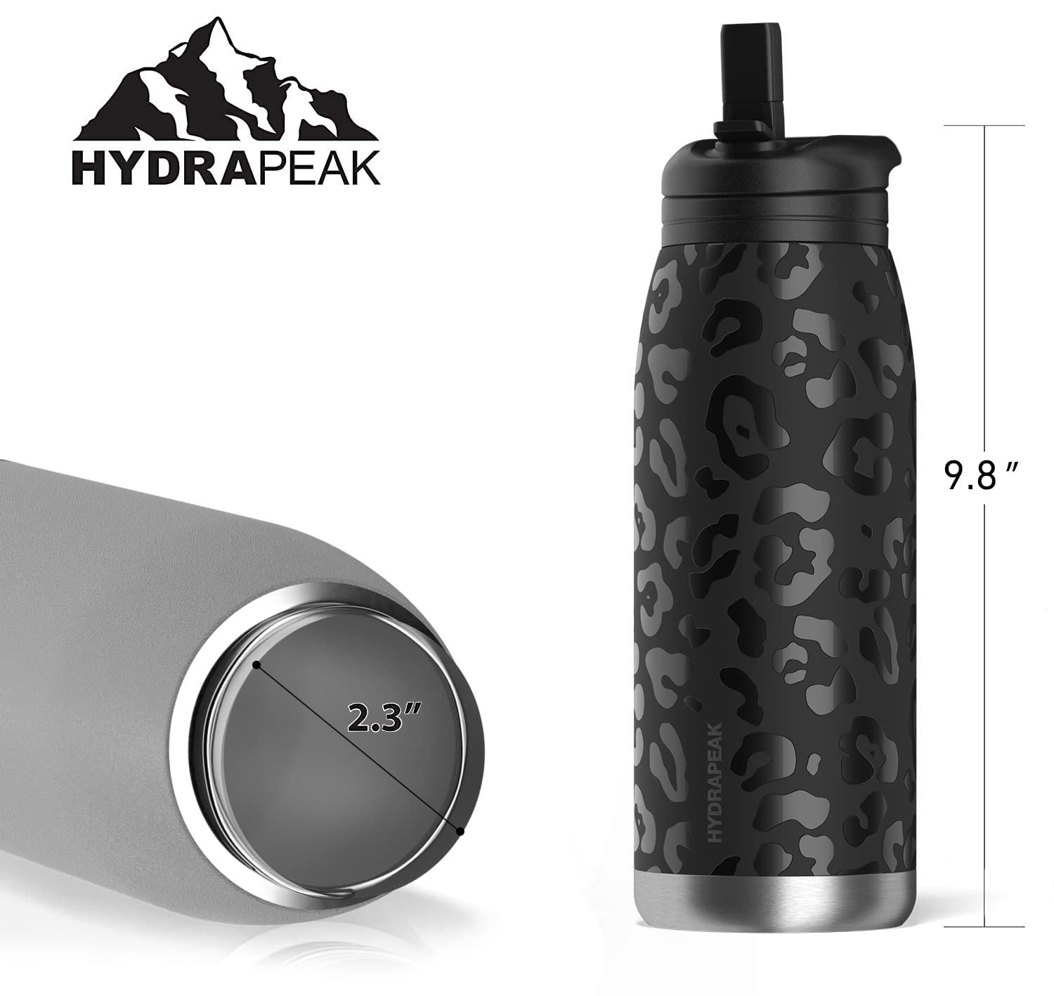 Hydrapeak Artisan 32oz Insulated Water Bottles with Straw Lids LeakProof and Vacuum Insulated