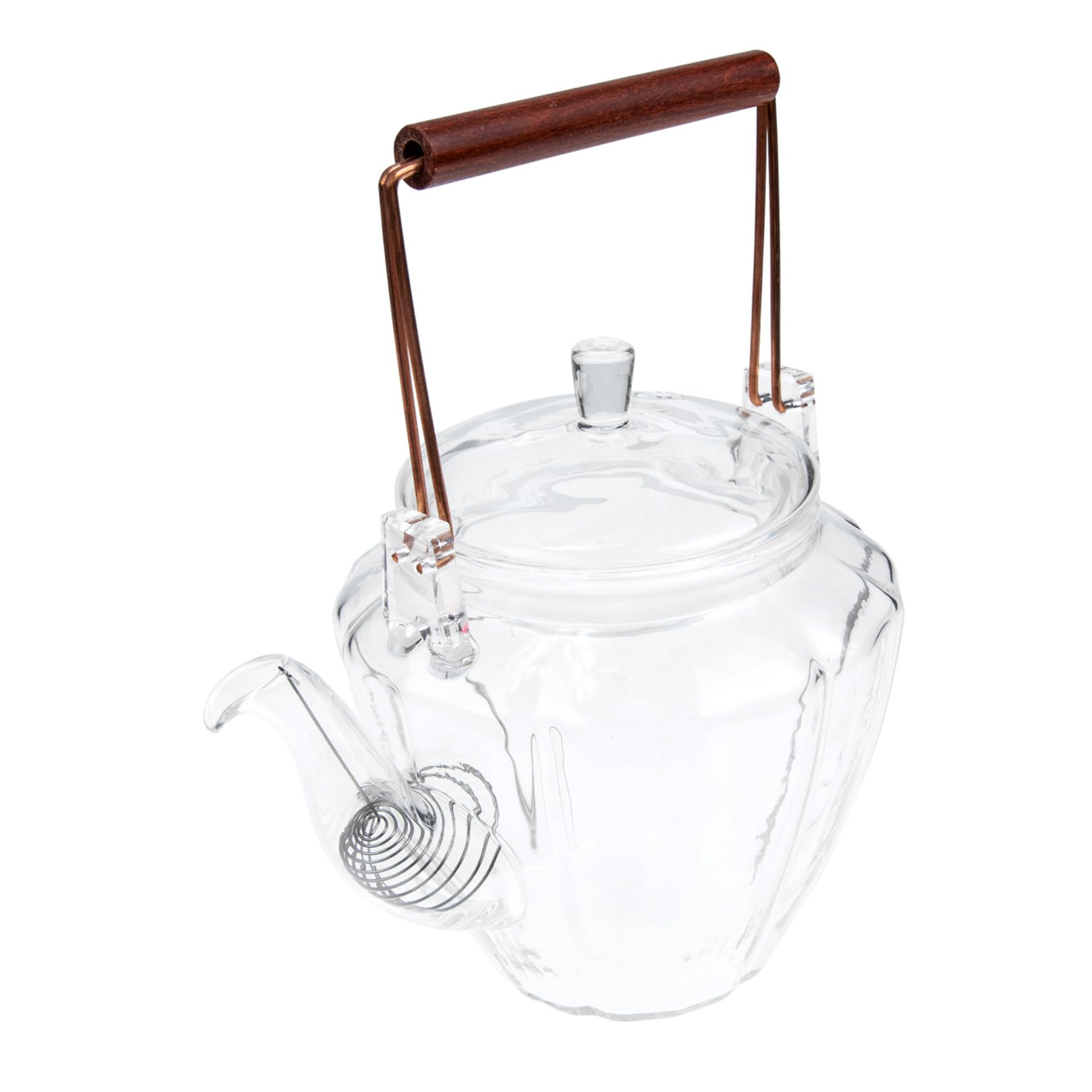 Tetera de Cristal de Sobremesa Estilo Chino Textura Diamante | Vidrio Resistente al Calor, Diseño Simple y Generoso, Uso en Oficina y Hogar