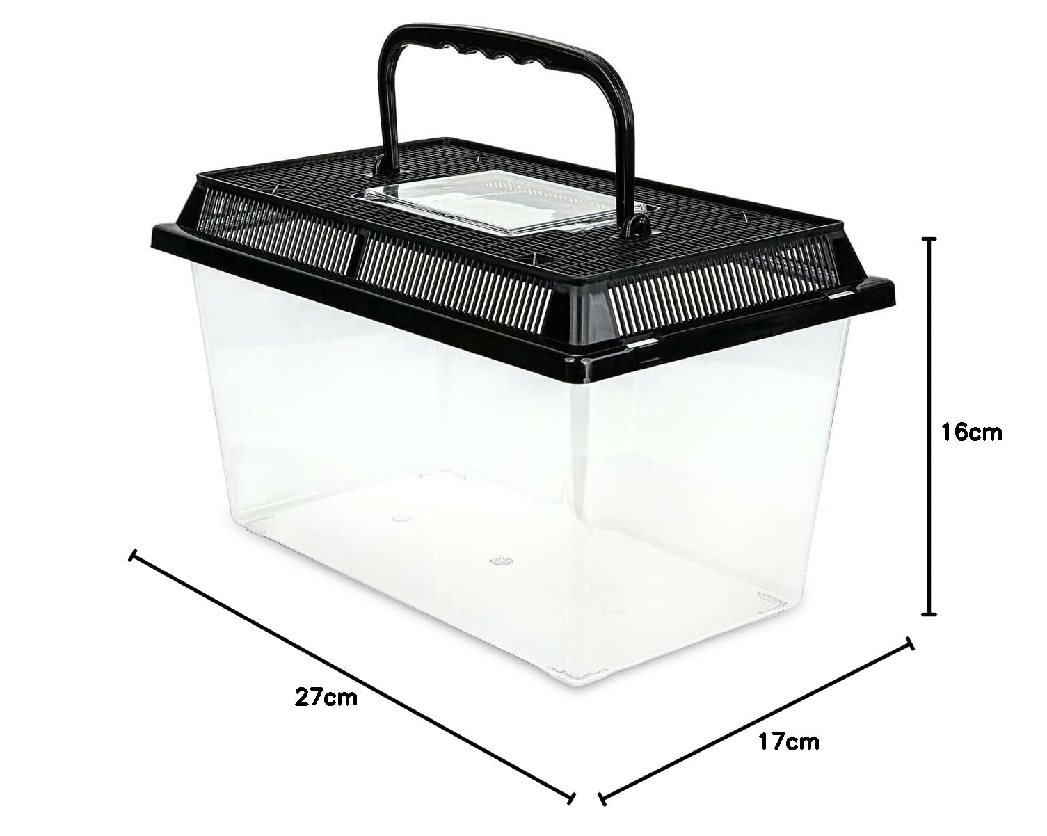 Happet Pojemnik hodowlany Terra Box Light 27×17×16 cm – przezroczysty z wentylacją i uchwytem | Transporter i faunarium dla gadów, płazów, owadów, pajęczaków, gryzoni