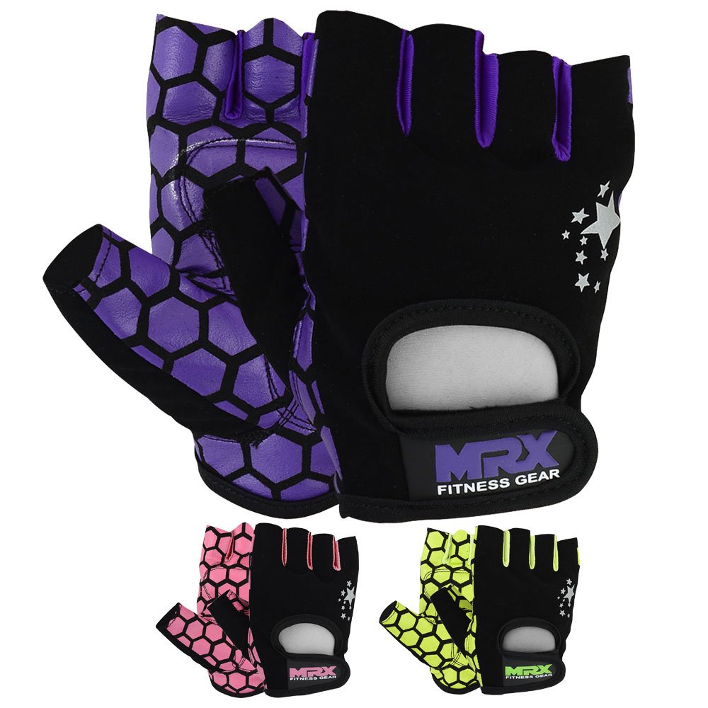 MRX Weight Lifting Training Gloves Women Fitness Workout Purple/Black (Medium)