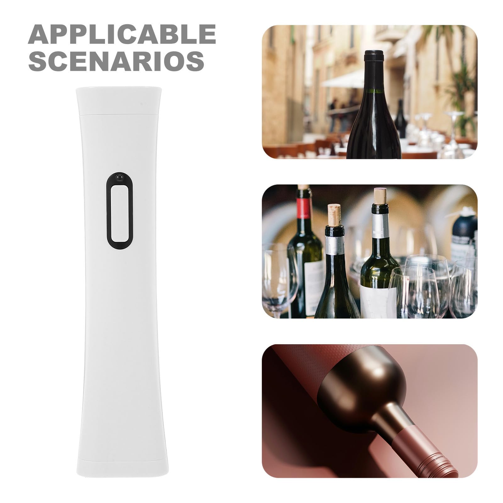 Abridor de Vino Eléctrico Portátil y Compacto, Abs Blanco