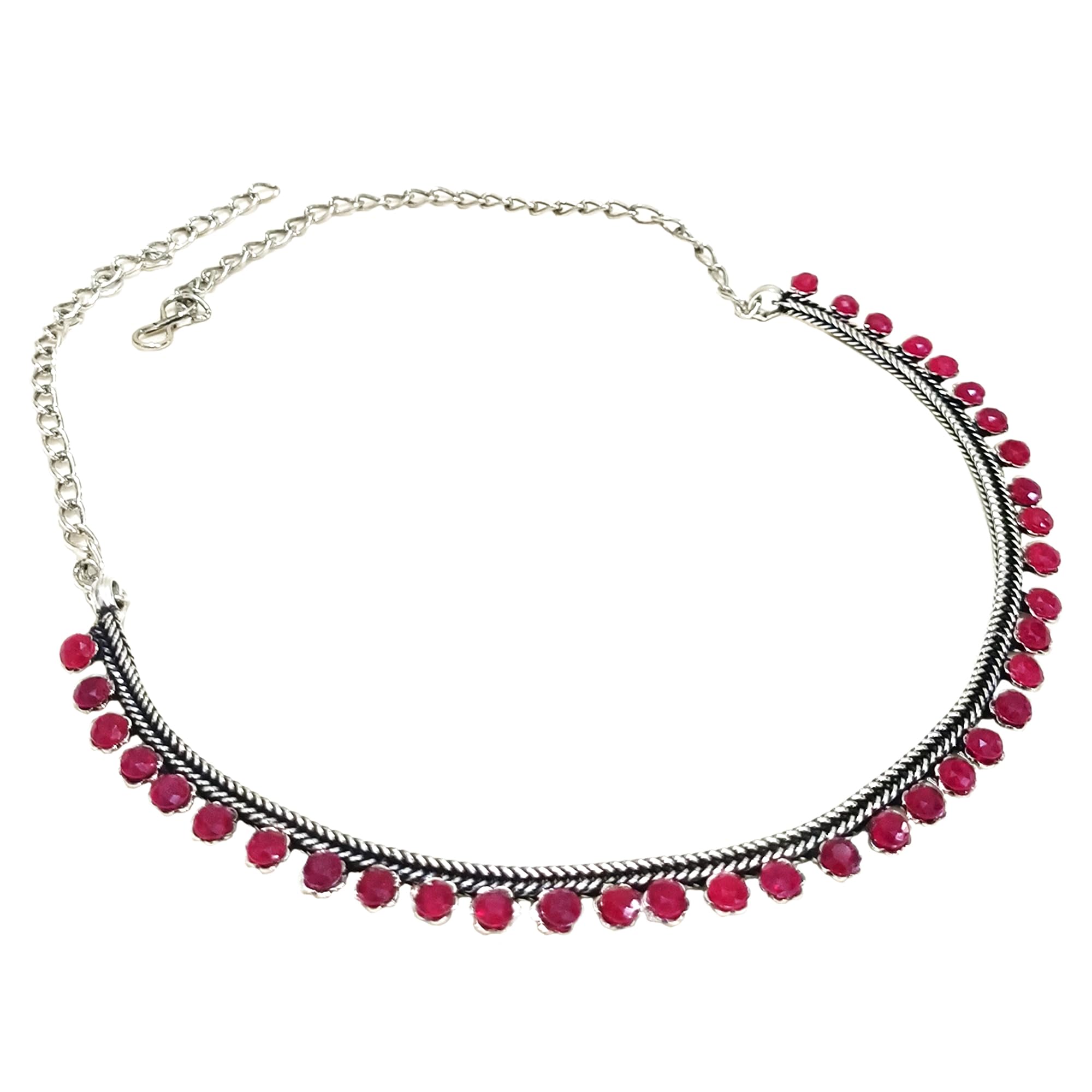UrbanLuk Oxidised Stone Necklace Adjustable Chain Closure For Womens/Ladies/Girls (Pink) (B0CM1GQVV9) Amazon Price History, Amazon Price Tracker