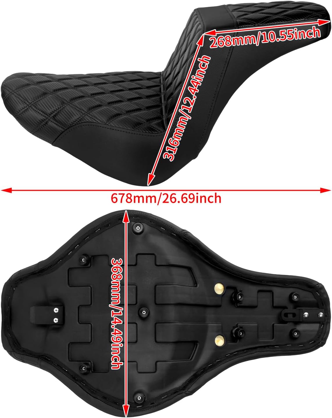 HDBUBALUS Driver Passenger Seat Motorcycle Two-Up Seat Fit for Harley FLSTF FXBRS Softail Fatboy 2018-2025 Breakout 2023-2025 (Black Stitching)