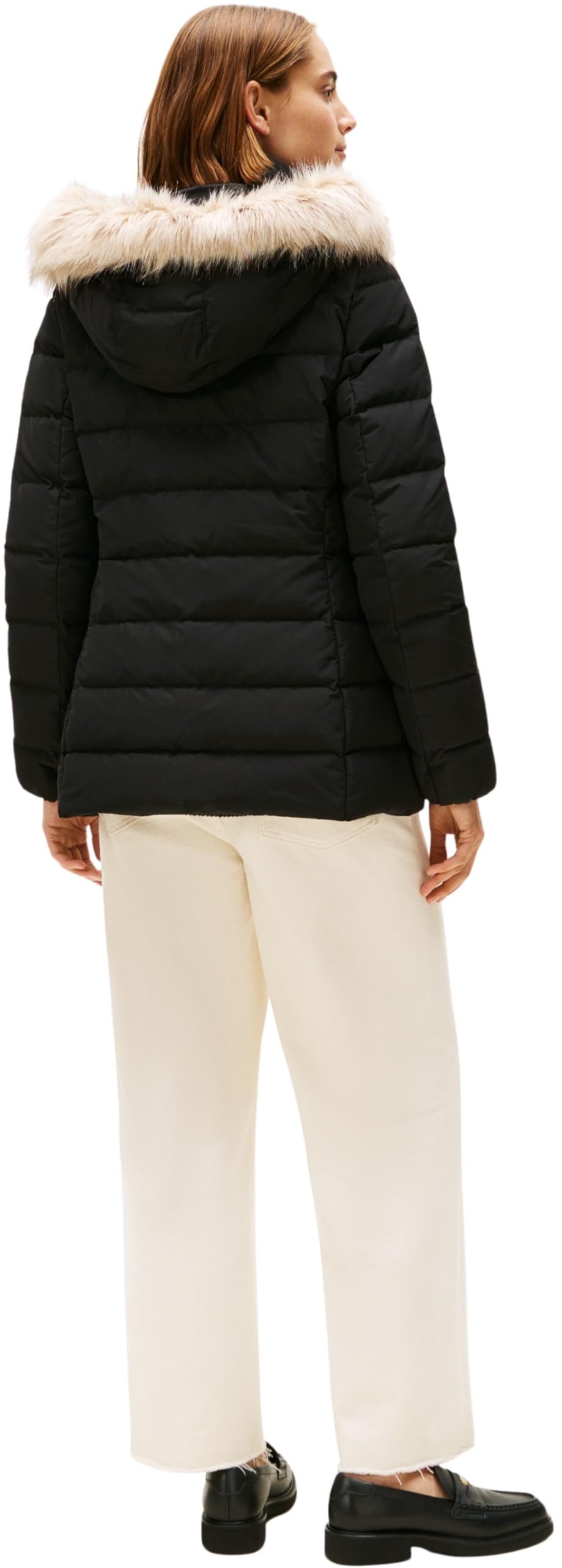 Tommy Hilfiger Donna Piumino Down Slim con Inserto in Pelliccia