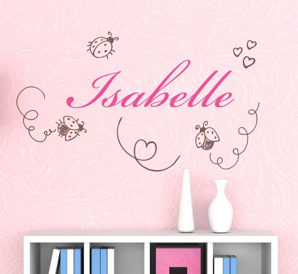 Nursery Ladybugs Custom Name Wall Decal Sticker, 36" W Ladybug Decals, Girls Name, Wall Decor, Personalized, Girls Decor, Girls Nursery, Girls Bedroom, Plus Free White Hello Door Decal