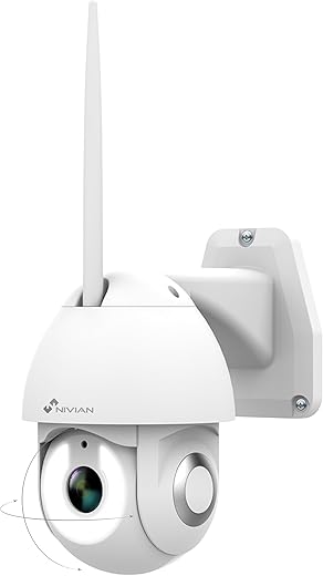Nivian -PTZ Wifi Camera 2.4Ghz-Half4K-Remote 360º movement with Autotracking function and human detection-Night vision 10 meters-Suitable outdoor-Compatible with Alexa and Google Home– APP remote