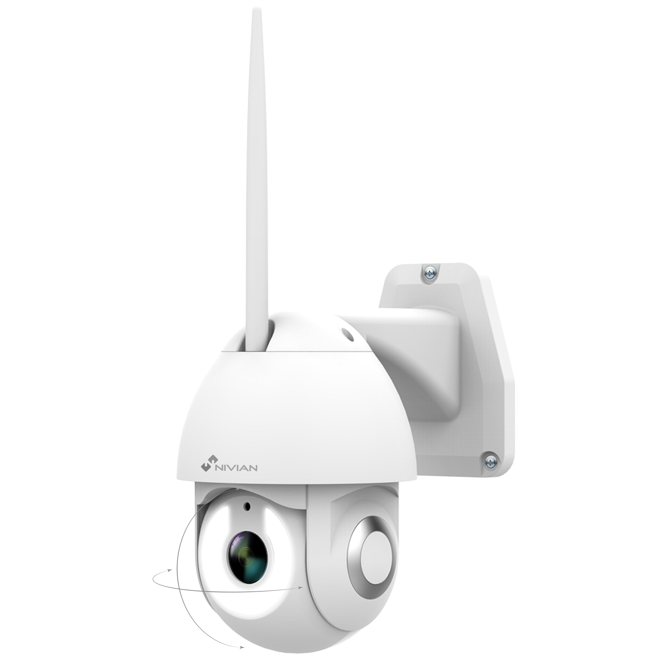 NIVIAN Telecamera PTZ Wifi 2,4Ghz-Half4K-Movimento da remoto 360º con Autotracking e rilevamento di persone-Visione notturna -Telecamera esterno -Compatibile con Alexa, Google Home e APP Tuya
