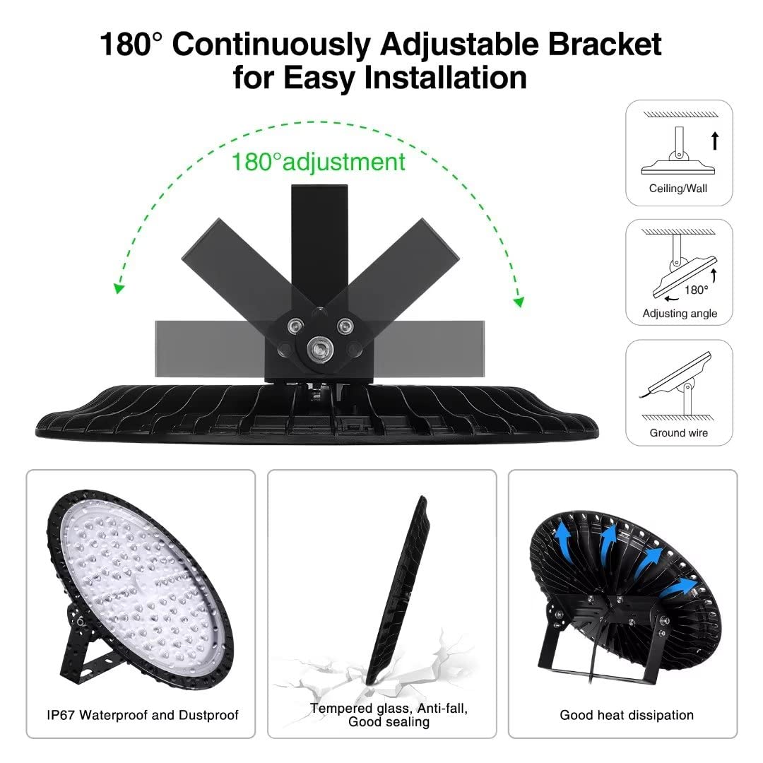 UFO LED High Bay Light 300W 16 Pack 30000LM 6500K Daylight White Super Bright High Bay LED Light — view 6