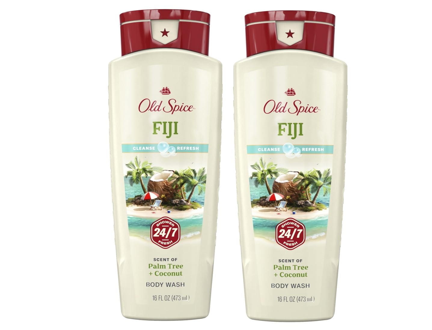 Old Spice Fresher Collection Mens Body Wash Fiji 16 Ounce Pack of 2