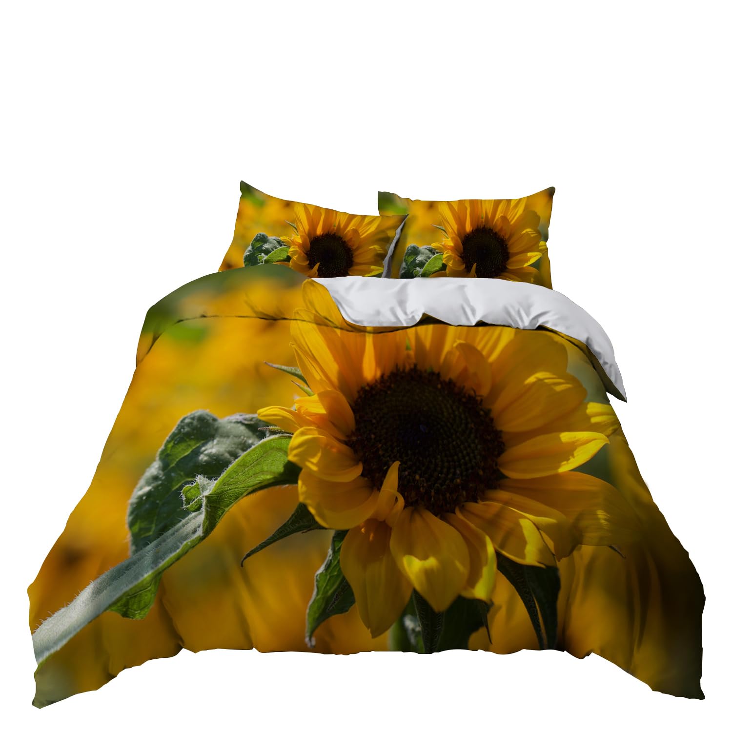 Housse de Couette 220x240 Le Tournesol avec Parure de Lit Adulte Microfibre