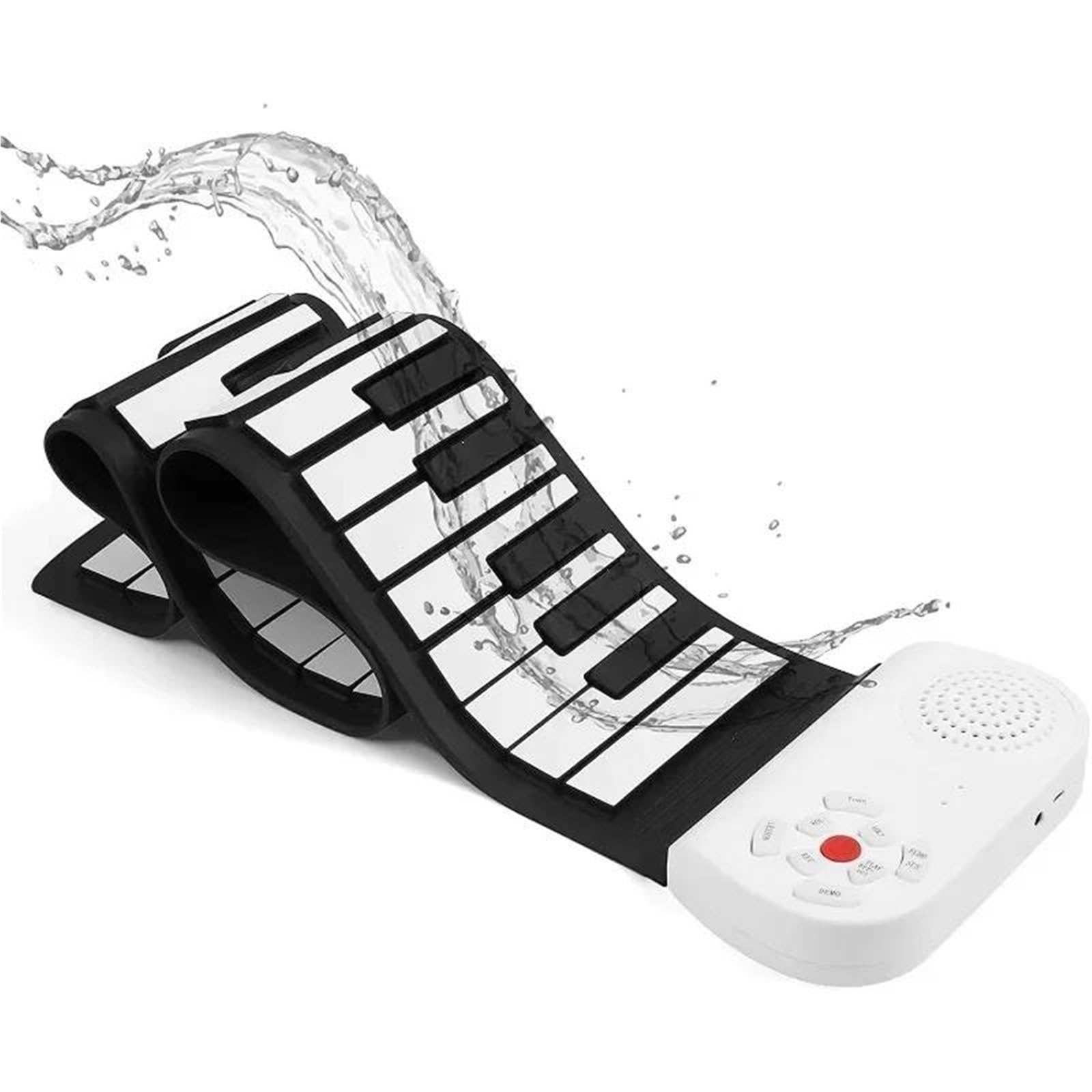 Pianino Elektroniczne 49 Klawiszowa Klawiatura Muzyczna Przenośne Silikonowe Zwijane Pianino Elektroniczne Dla Miłośników Muzyki(Black White)