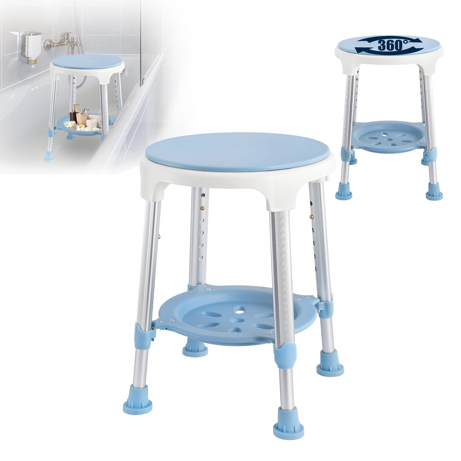 YX - Taburete de ducha para baño (giratorio)