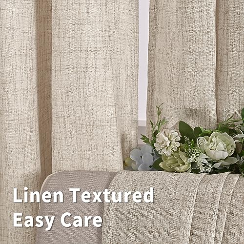 Bgment Natural Faux Linen Curtains For Living Room 2 Panels Set, Thick Linen Window Curtains For Bedroom, Privacy Light Filtering Curtains & Drapes With Rod Pocket And Back Tab, 52 X 84 Inch, Linen #TOP1