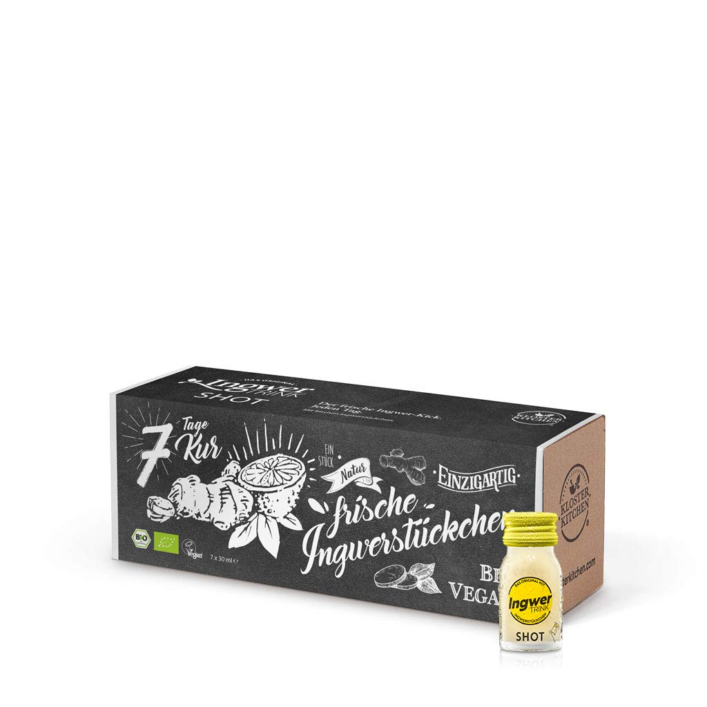 Kloster Kitchen Bio Ginger Shot Classic 7 x 30 ml trozos reales de jengibre vegano