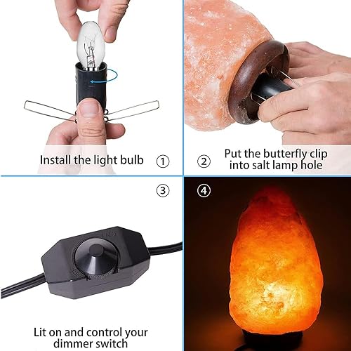 Miniatura 2 de Jacqings Cable de repuesto para lámpara de sal del Himalaya con interruptor de atenuación, cable de lámpara de sal de 5 pies con montaje de base y
