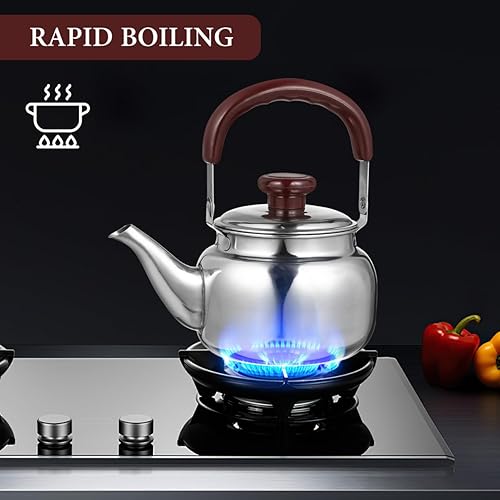 Miniatura 5 de LIFKOME Hervidor de té tradicional de acero inoxidable resistente con parte inferior sándwich y manejo especial de tacto fresco, acabado de espejo,