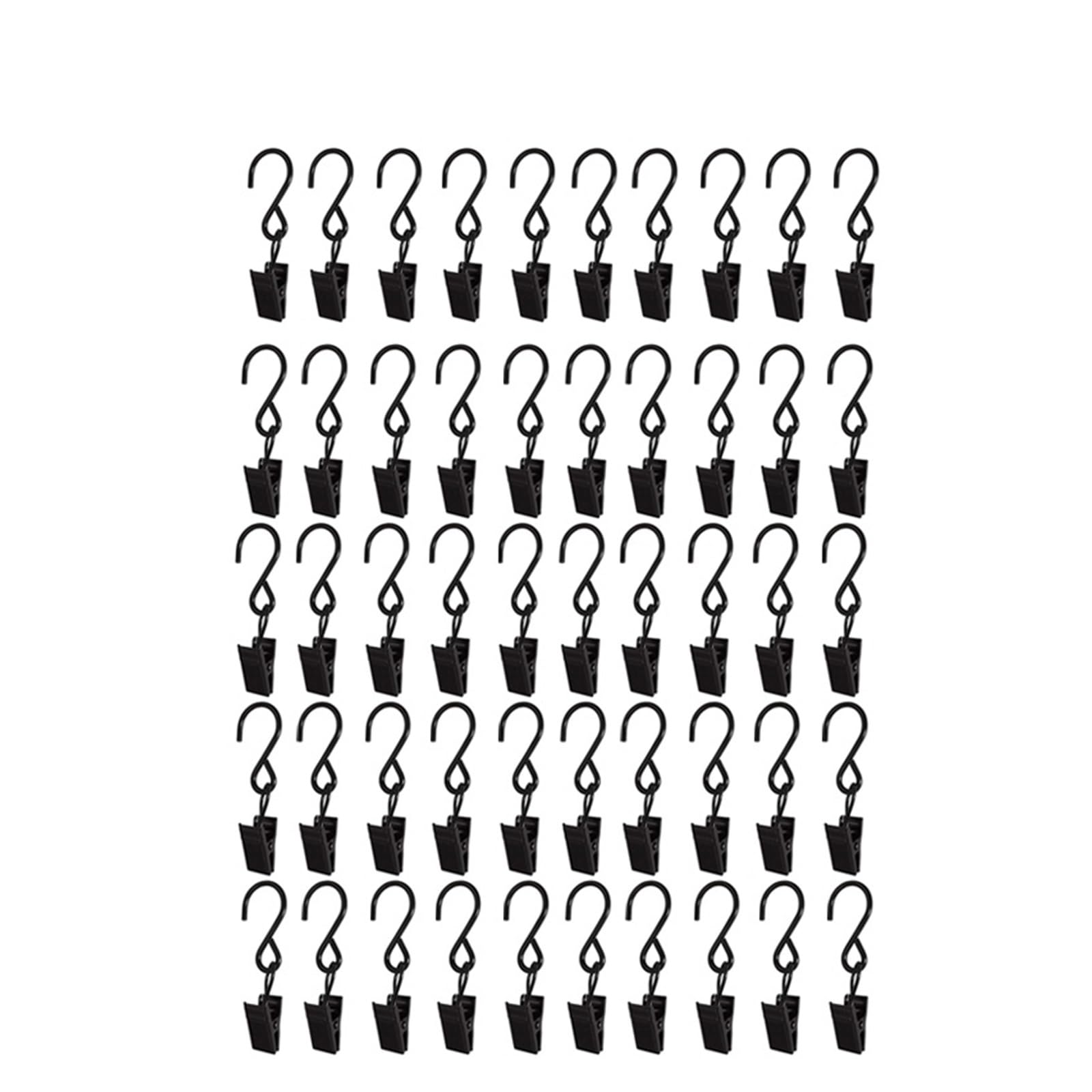 Curtain Hooks Stainless Steel Black S Clips Photos Decor Wire Holder Hanging Drapes Clip Clamp Replacement(50pcs)