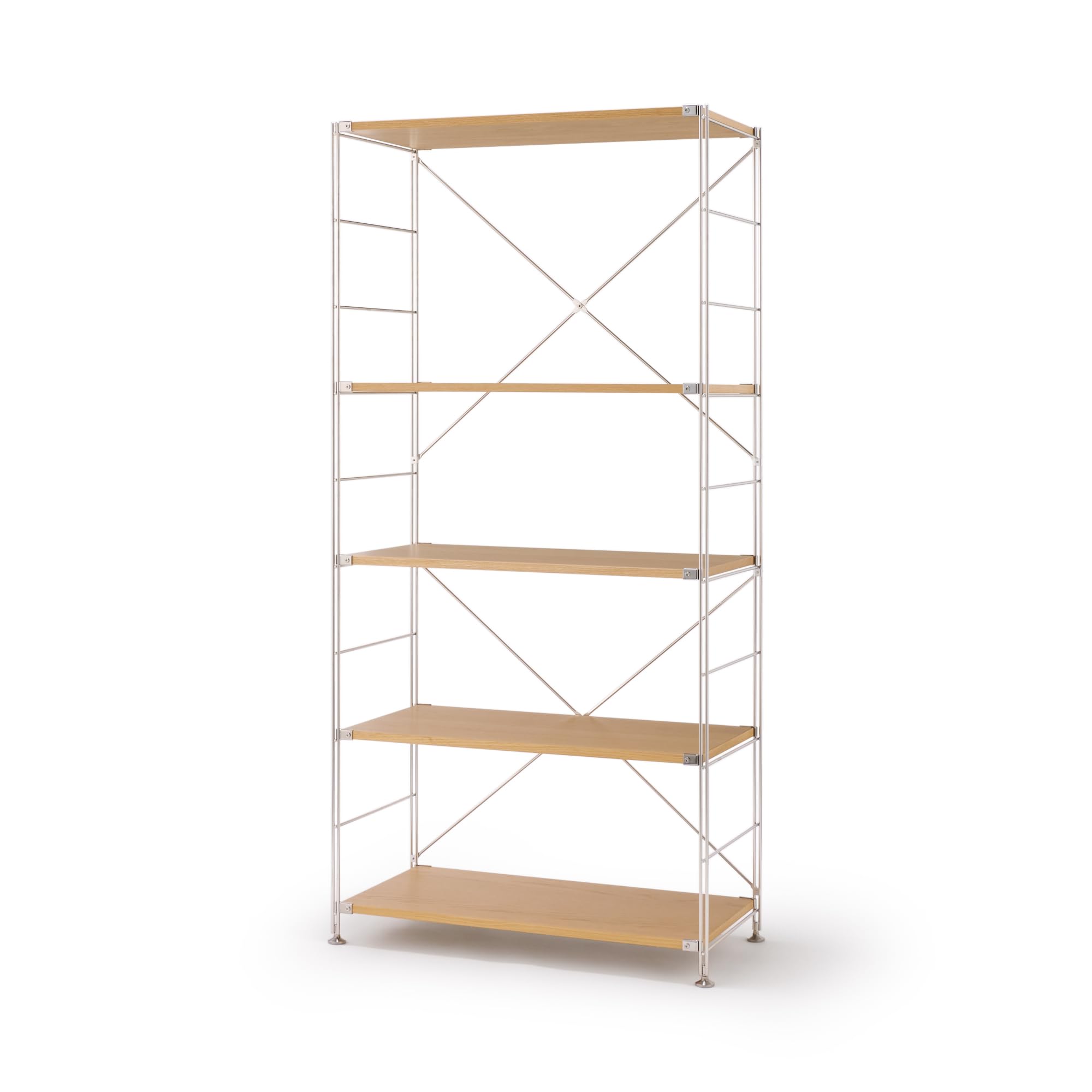 Amazon｜無印良品 ステンレスユニットシェルフ オーク材棚セット