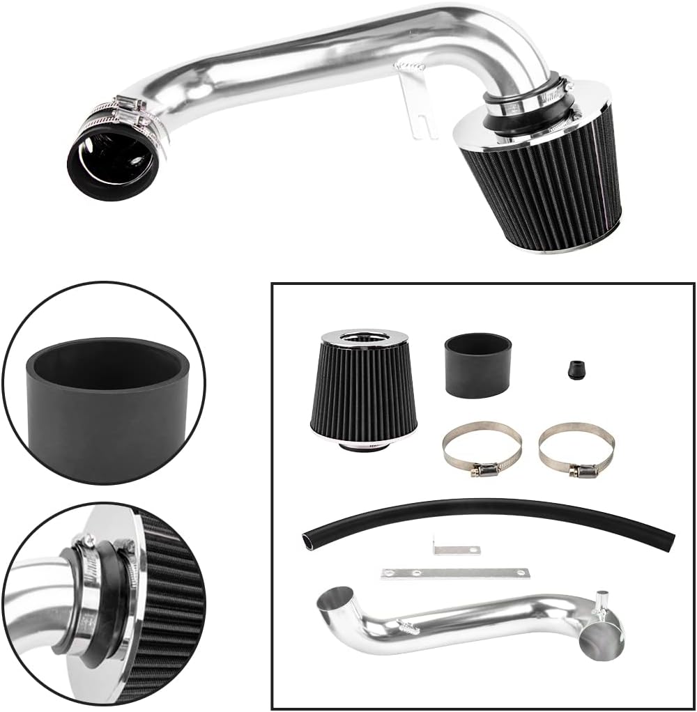 Air Intake Kit, 2.5" Cold Air Intake System Kits w/Filter Aluminum Replacement for Civic 2001-2005 1.7L AT/MT Racing (Black)