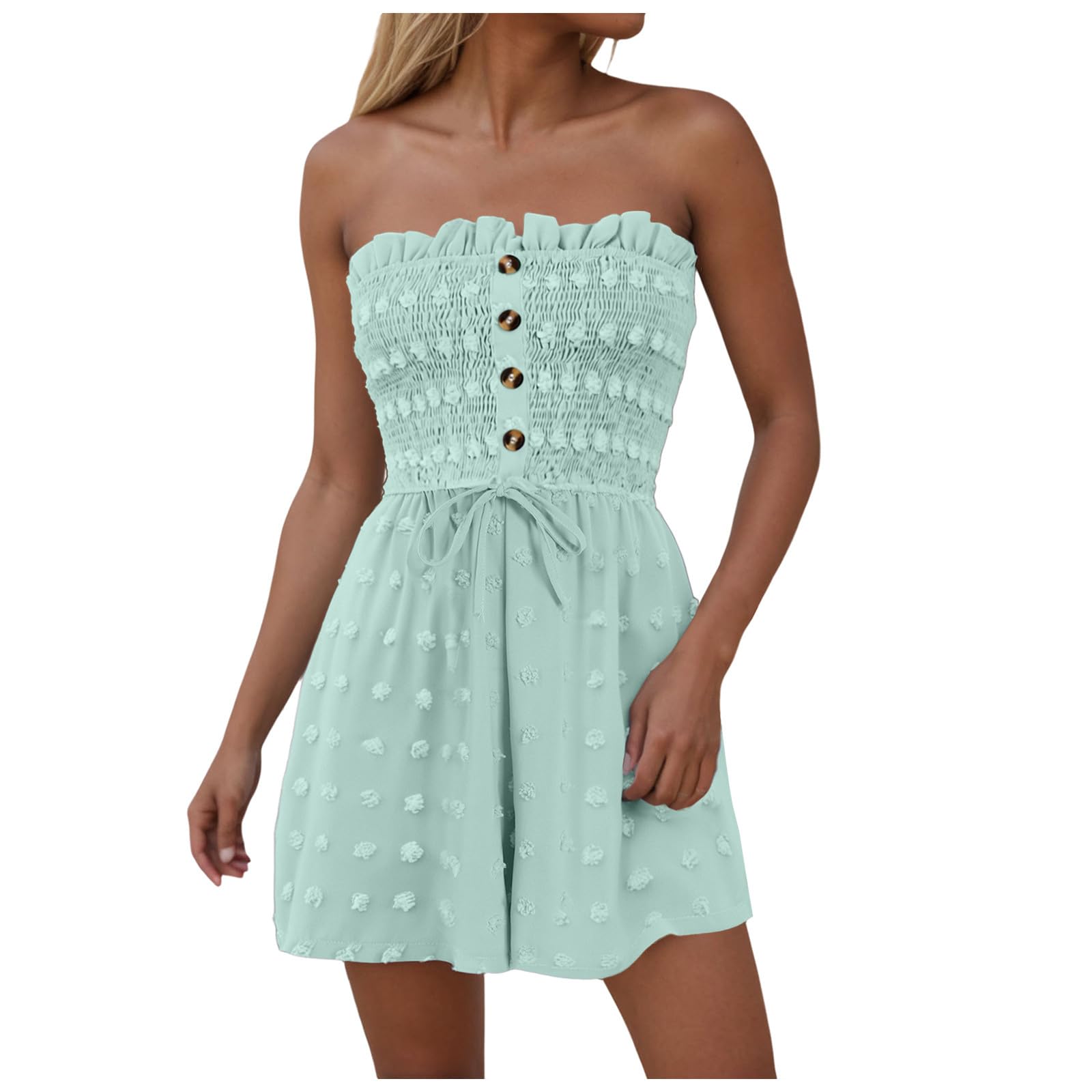 womens summer romper off shoulder 1 piece shorts casual shorts strapless beach jumpsuit summer outfit sexy jumpsuit elastic waist short headband for women-image-39