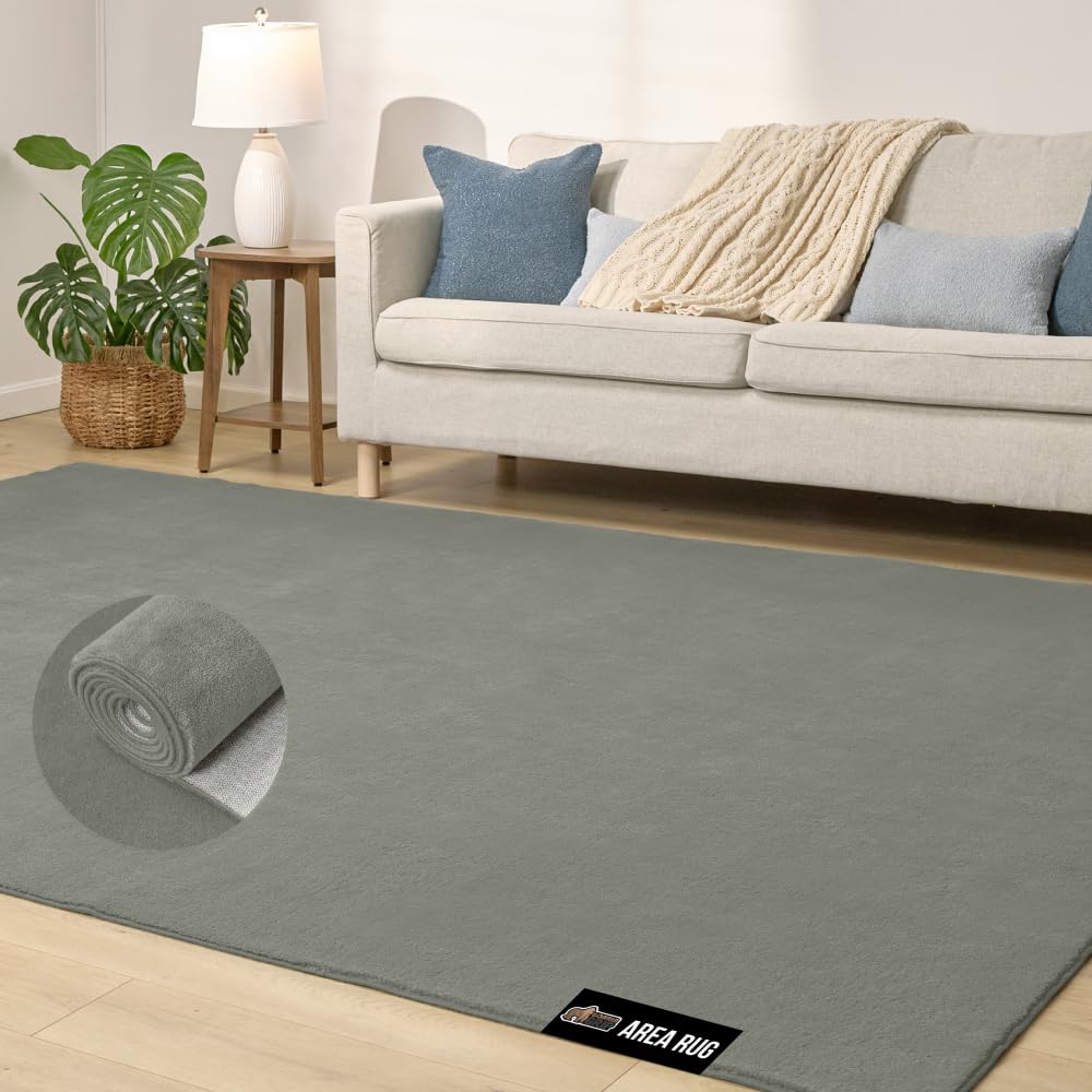 GORILLA GRIP Slip Resistant Soft Washable Stain Resistant Area Rug, 5x7, Plush Thick Carpet for Nursery, Bedroom, Living Room, Non-Shedding Floor Rugs