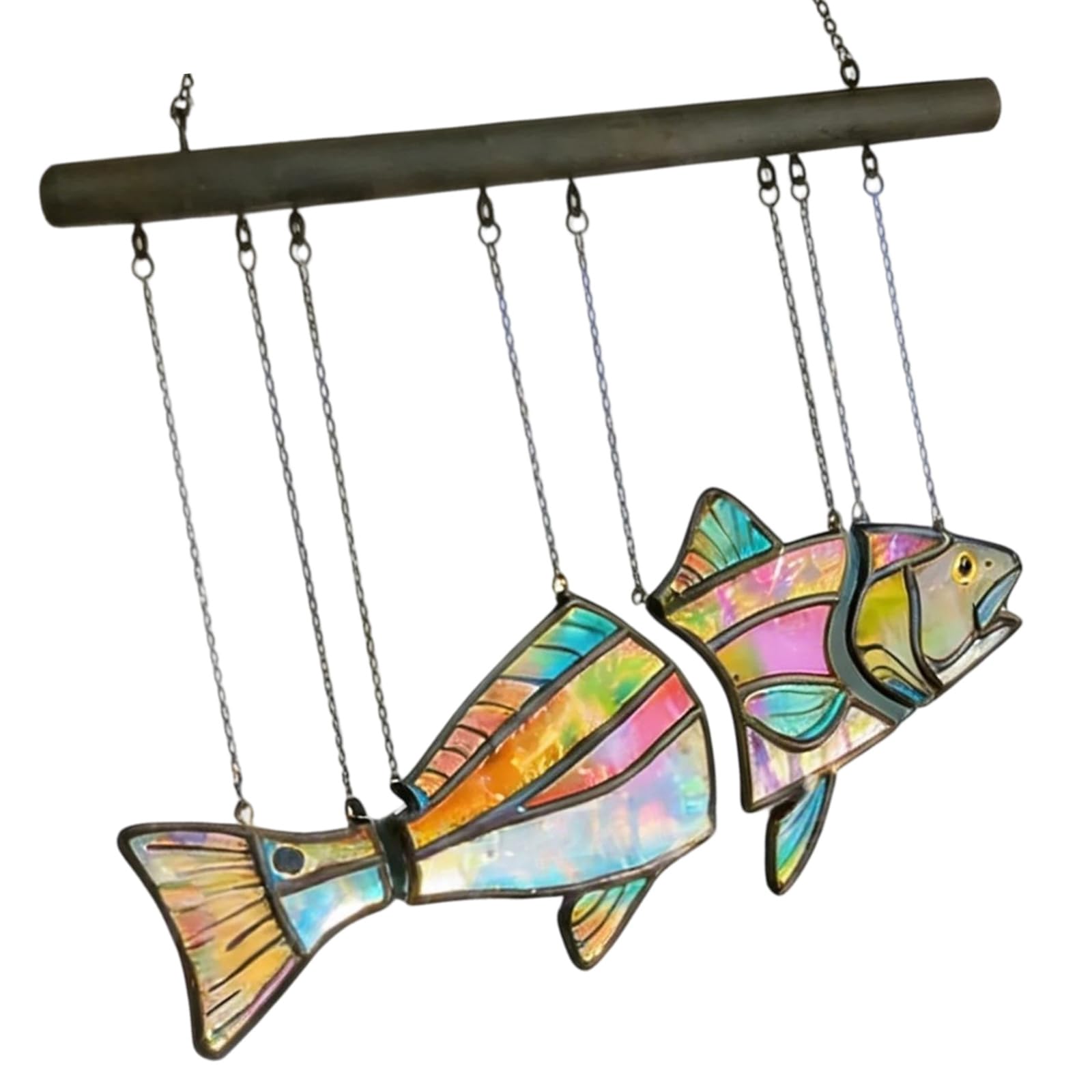 CUNZJIA Colorful Fish Suncatchers Stained Glass Window Hanging Ornament,Stained Glass Birds Sun Catchers for Window Decors
