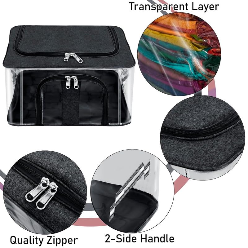 Image of Shibui Storage Bags With Cover And Double Zipper Closure For Clothing Protector Wardrobe Organiser.Black(Pack of 3)