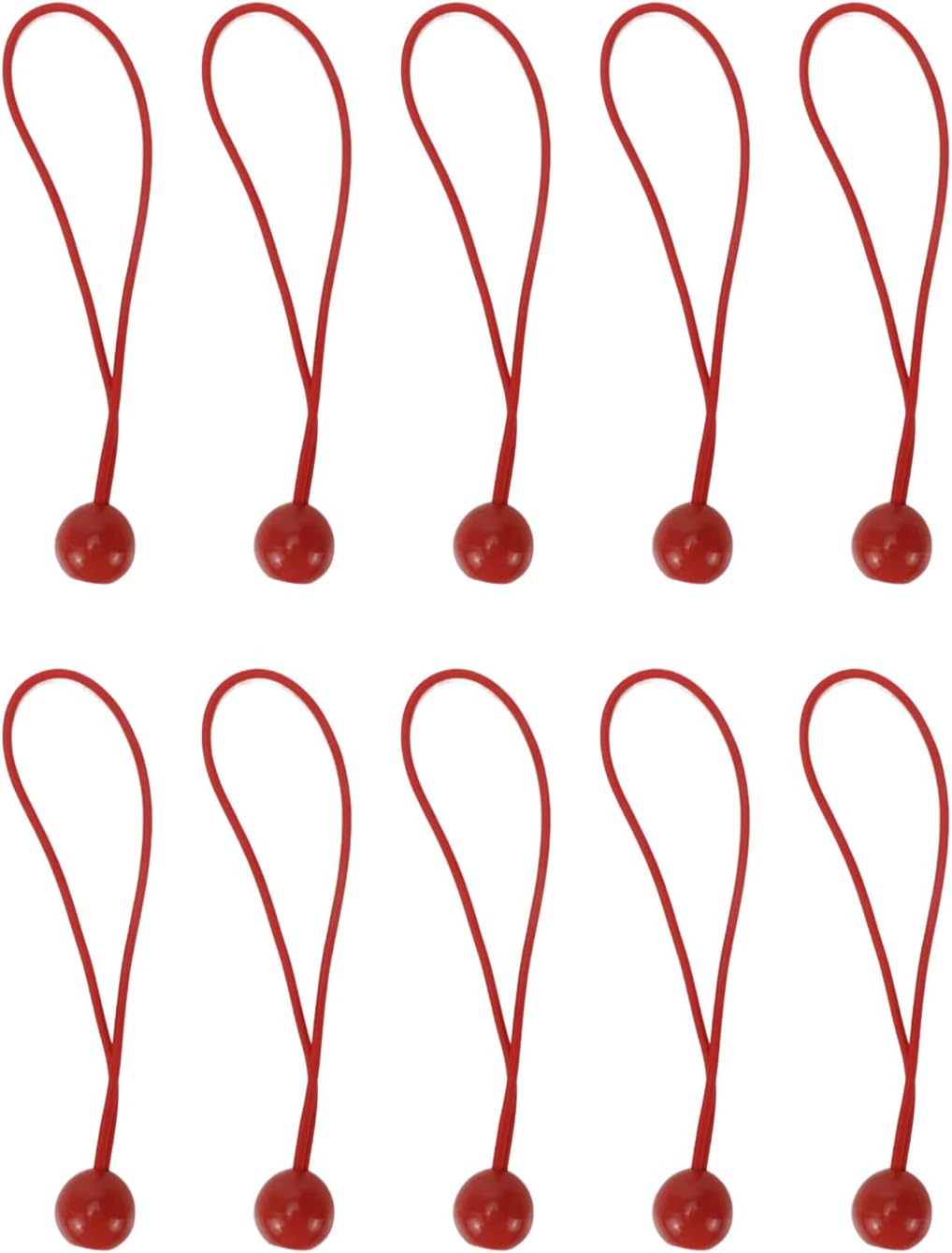 8 Inches Ball Bungee Cords Outdoor Camping Shelter Cargo Projector Screen Tent Poles Heavy Duty Tie Downs 10 Pcs（Red）