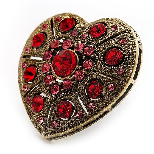 Bague coeur cristal rouge réglable, le cadeau romantique idéal