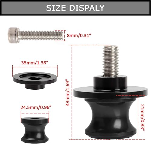 Miniatura 3 de PSLER 8MM M8* 1.5 Universal Motocicleta Swing Arm Sliders Carretes CNC Brazo oscilante Tornillo de soporte para Z650 Z800 Z900 Z1000 CBR1000RR CBR