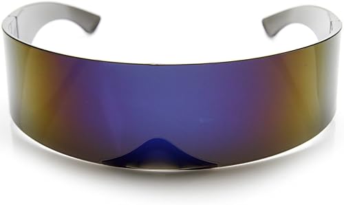 zeroUV - Gafas de sol futuristas Cyclops Cyberpunk de los años 80 con lente espejada semirtranslúcida