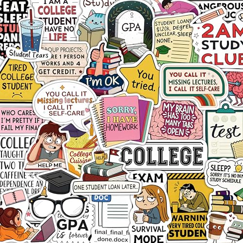 100Pcs College Stickers for Water Bottles, for Laptop, for Planners - Party Supplies for College - Gift for Women & Men