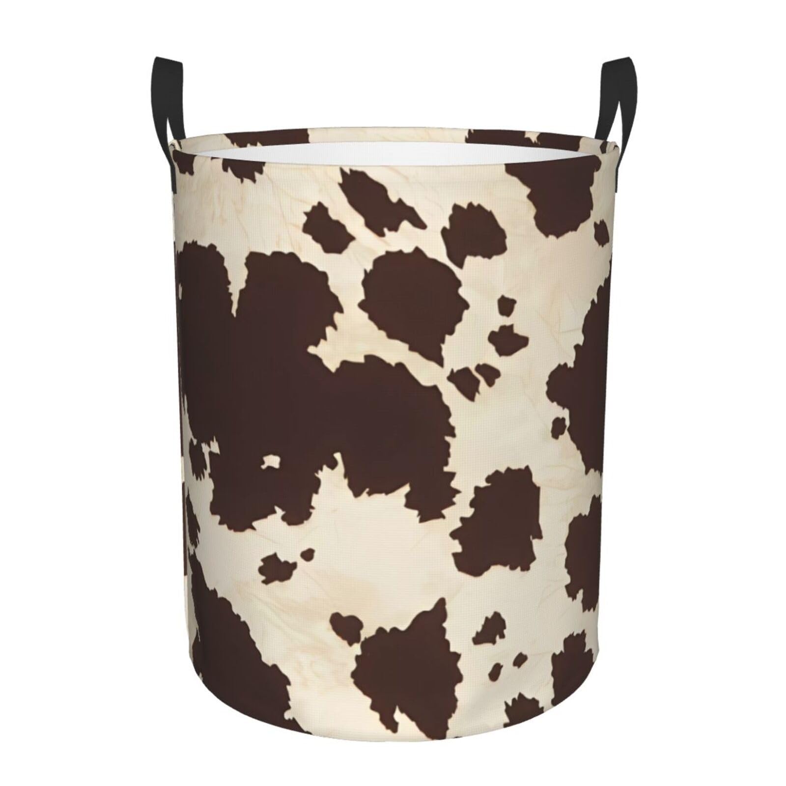 M Circular Hamper Cow Fur Print Print Storage Basket for Home