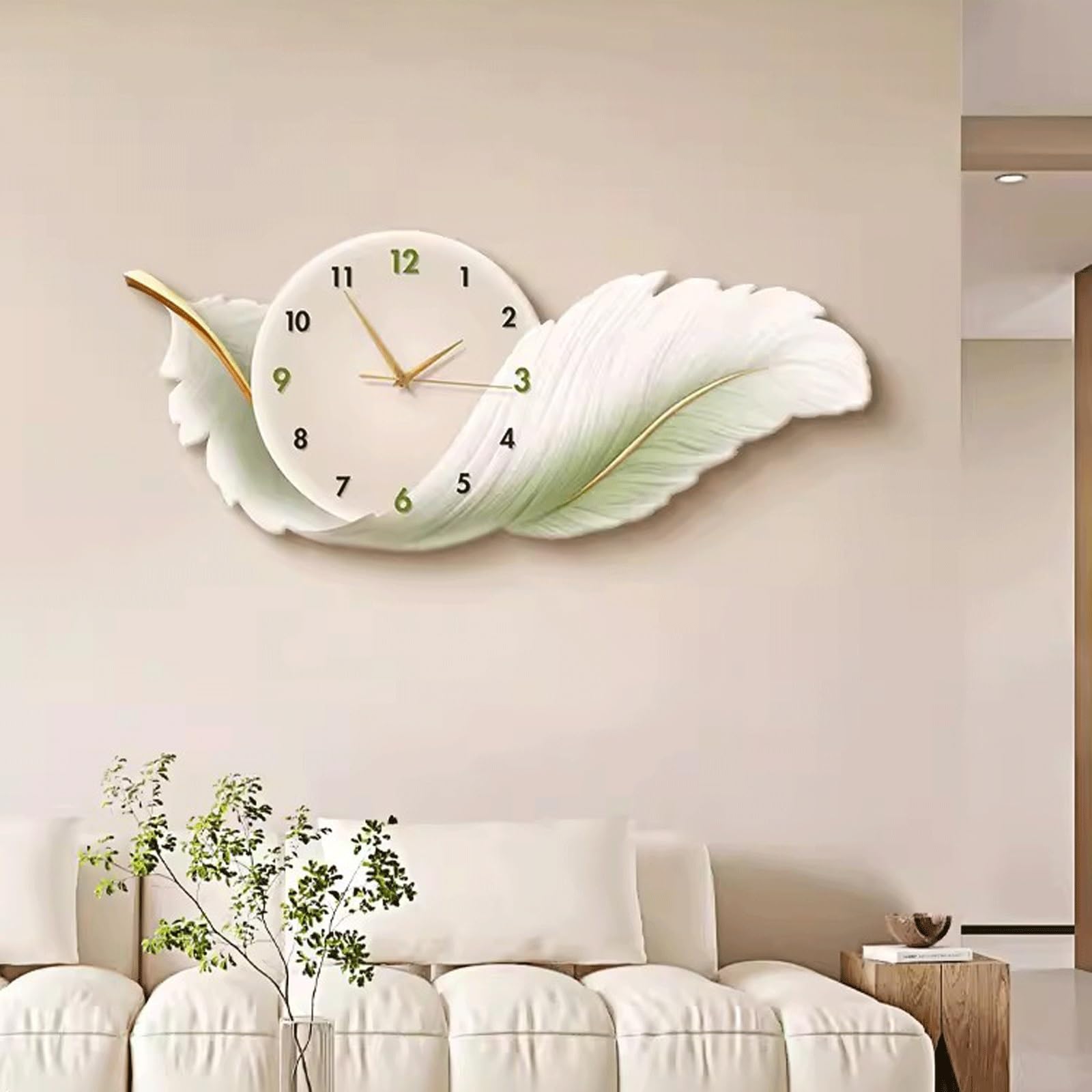 Tempo Orologio da parete silenzioso con decorazione for soggiorno(Green,70 * 30cm)