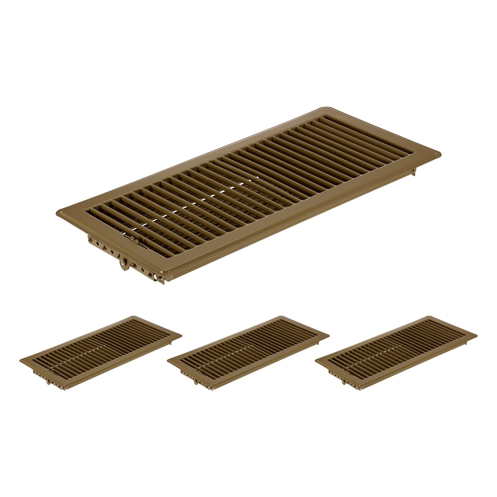 PATIKIL 6x14 Inch Floor Vent Covers, 4 Pcs Floor Registers Heavy Duty Metal Walkable Air Vent Covers Easy Adjustable Air Supply Lever for Home Office Wall Ceiling Grilles, Brown โ image 1