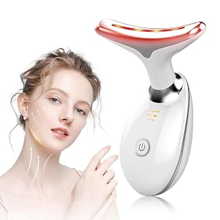 Gesichtsmassagegerät Gegen Falten, 7 Farben LED Licht EMS Gua Sha Elektrisch, 3 Modus Face Massager, Konstante Erwärmung auf 45°C V Shape Face Gerät, Elektrisches Gesichtsmassage Facial Lift - Amazon product rated Grade A