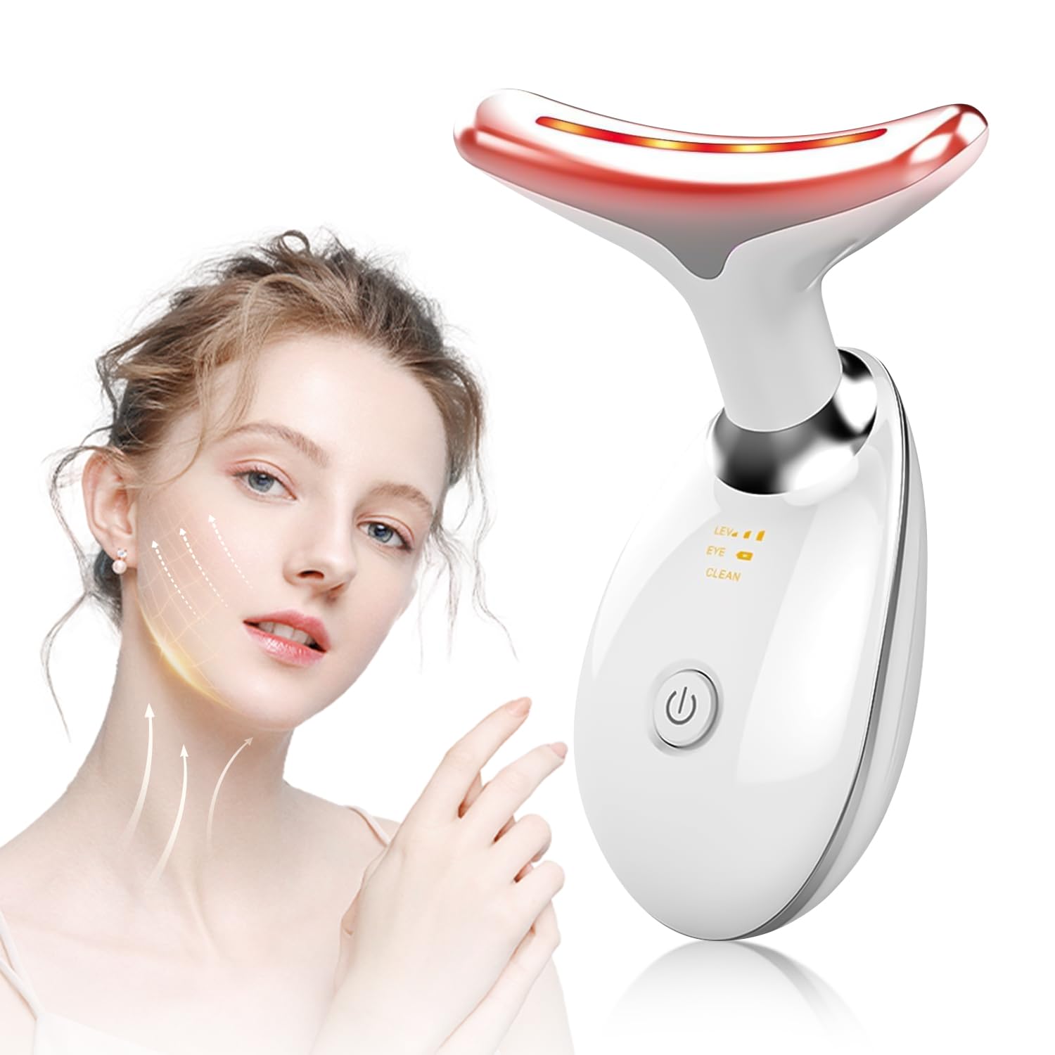 NVKHG Gesichtsmassagegerät Gegen Falten, 7 Farben LED Licht EMS Gua Sha Elektrisch, 3 Modus Face Massager, Konstante Erwärmung auf 45°C V Shape Face Gerät, Elektrisches Gesichtsmassage Facial Lift