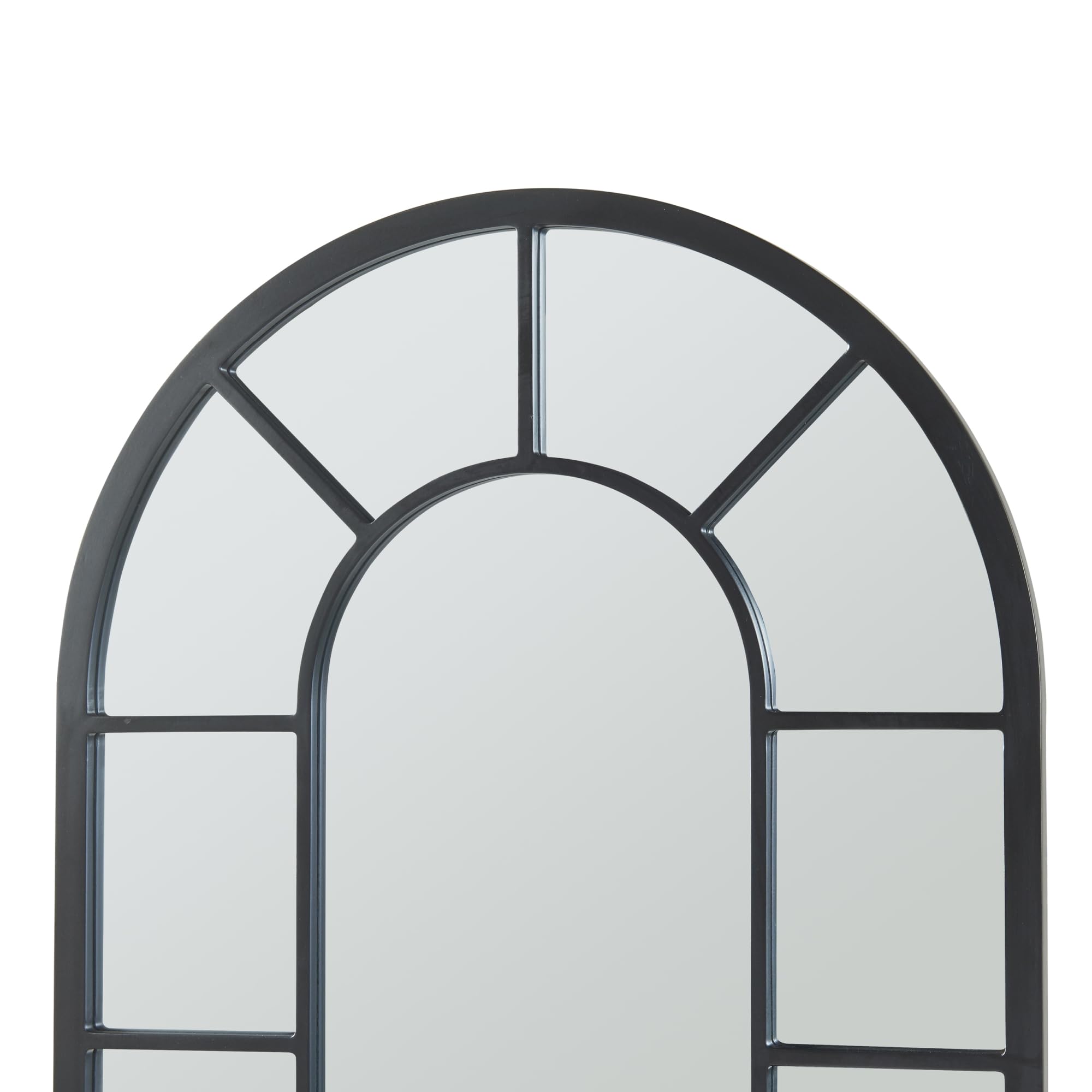 [en.casa] Specchio da Parete 90 x 60 cm Specchio da Bagno Camera da Letto Cornice da Linea Doppia Forma Arcuata in MDF Nero