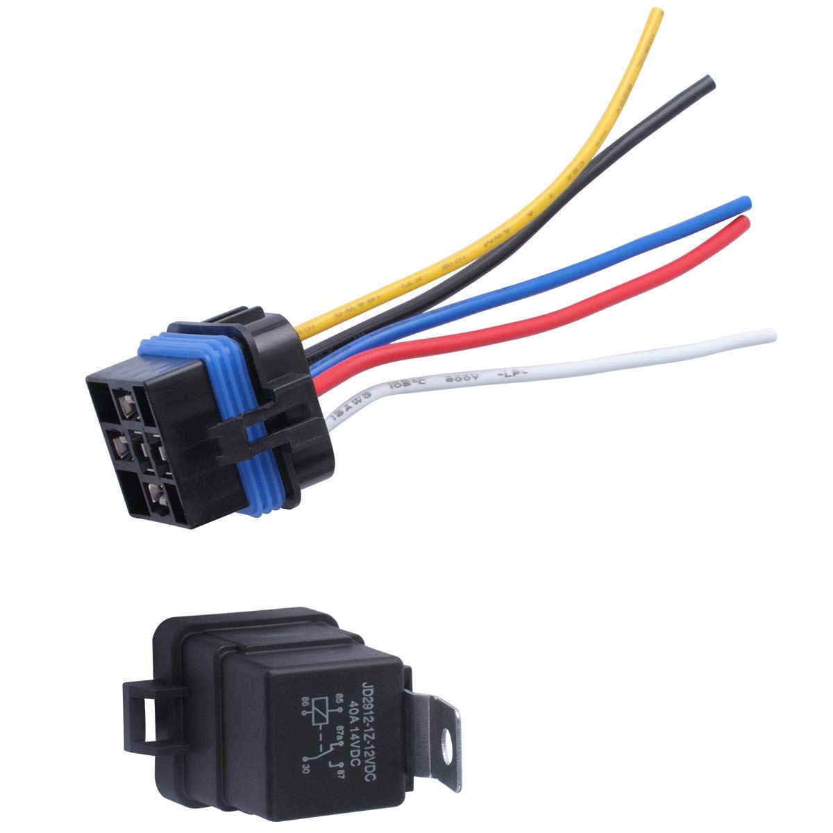 1 Lot De Relais Et Harnais étanches 40/30 A 12 V DC – Fils De Cuivre étamé Très Résistants 12 AWG, Relais Automobile SPDT 5 Broches