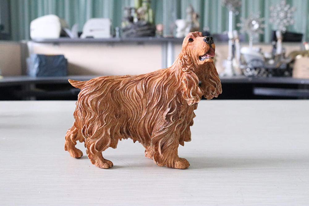 YNIYUJKL Statue Stunning Home Garden Ornament Sculpture Decoration Statues And Figurines And Figurines Simulation Cocker Spaniel Dog Model Spaniel Car Decoration Resin Crafts Dog Brown