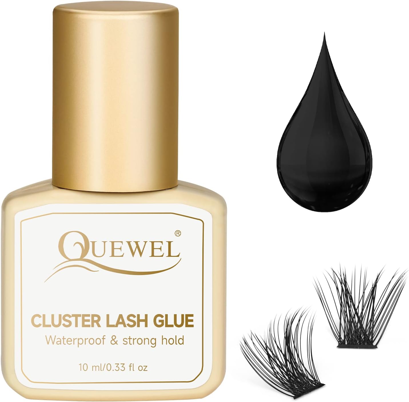 QUEWEL 10ml Lash Clusters Glue Black Eyelash Glue Cluster Lashes Glue