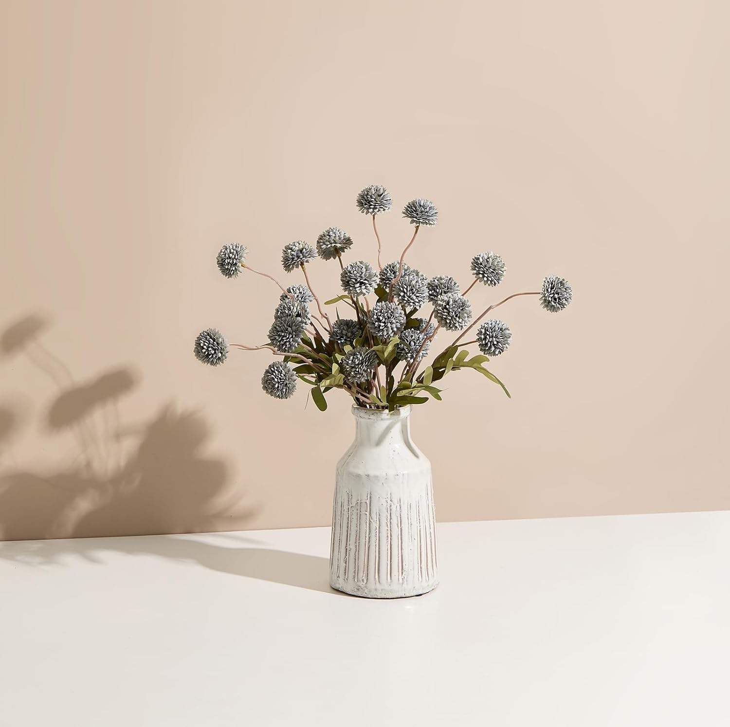 5Pcs Dusty Blue Pompon Mums Artificial Flowers,Fake Kiku Mini Silk Chrysanthemum with Long Stems-Silk Mums Faux Flowers for DIY Bouquet Centerpieces Wedding Fillers Home Decoration - Image 2