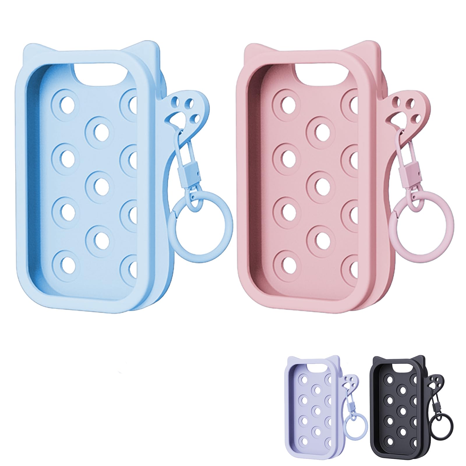 Cat-Shaped Hand Sanitizer Spray Silicone Case - 2 Pack, Compatible with Touchland, Available in Purple & Black and Pink & Blue (Pink & Blue)