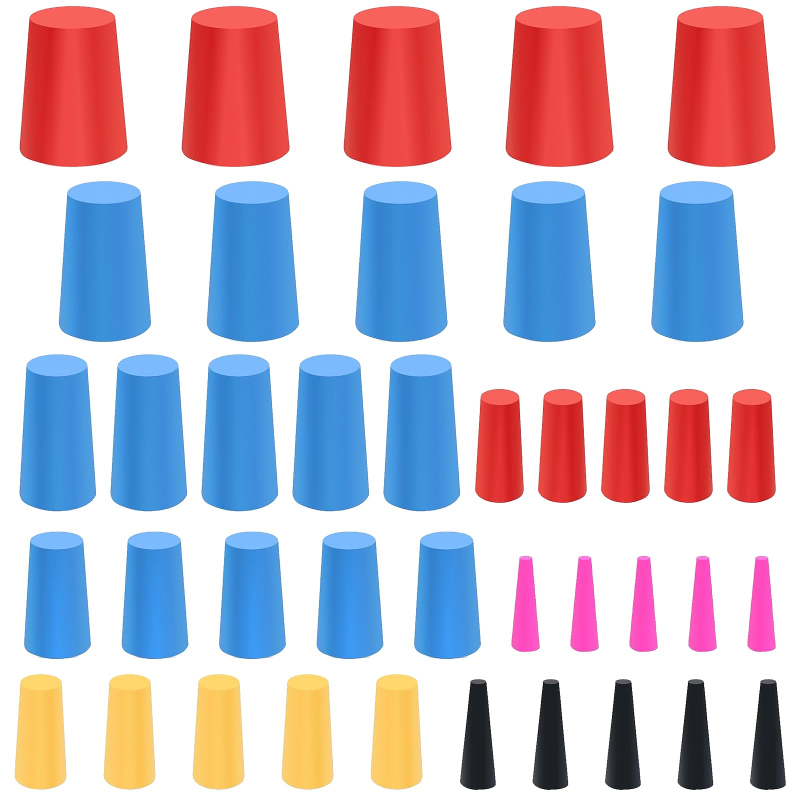 40PCS Silicone Rubber Stoppers 8 Sizes High Temp Silicone Rubber Protective Tapered Plug Assortment Kit Masking System Kit