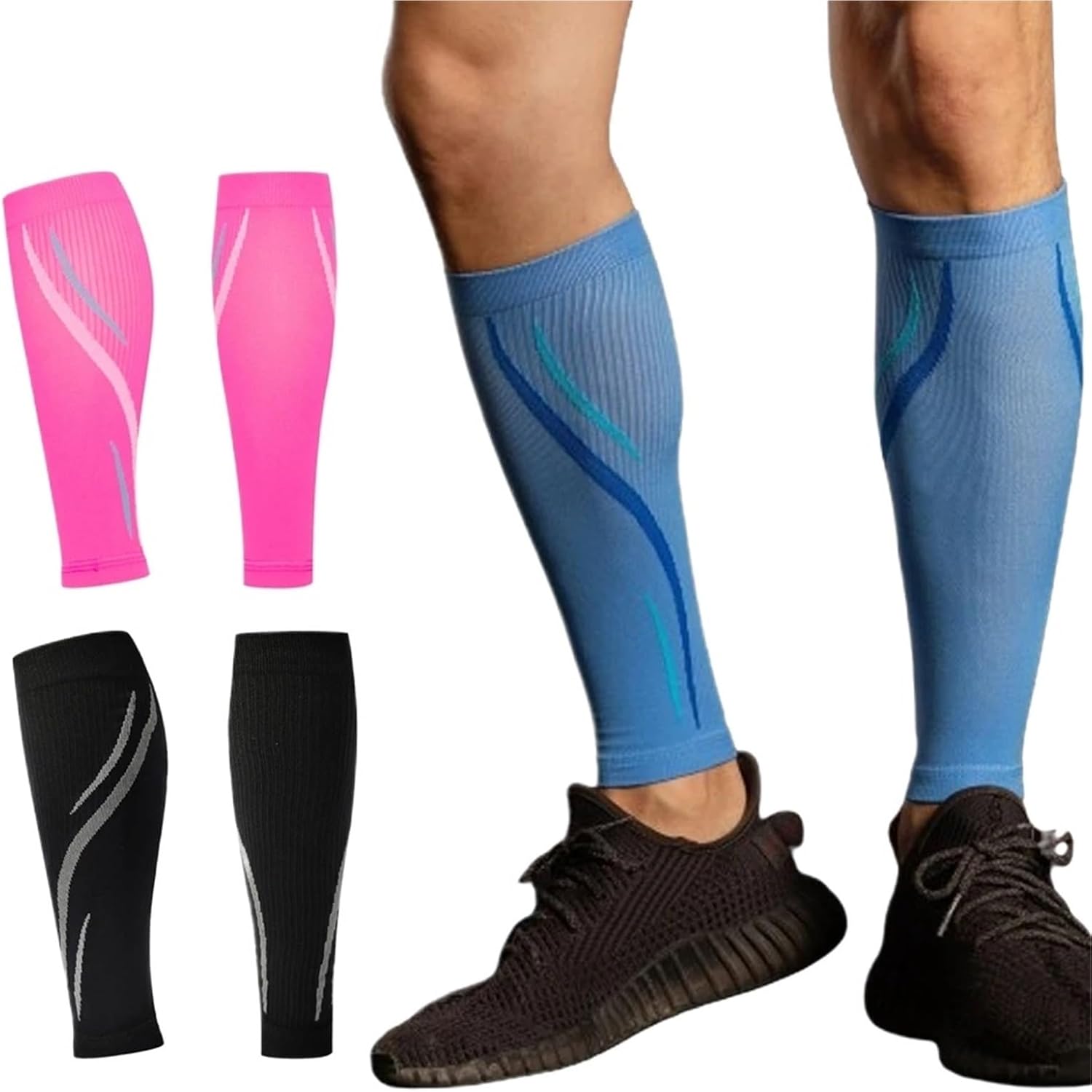 1 Pair Compression Lower Leg Sleeve Women Men Calf Brace Shin Splints Pain Relief Sport Running Leg Sleeve Exercise for Shin Splint Relief, Recovery, Running