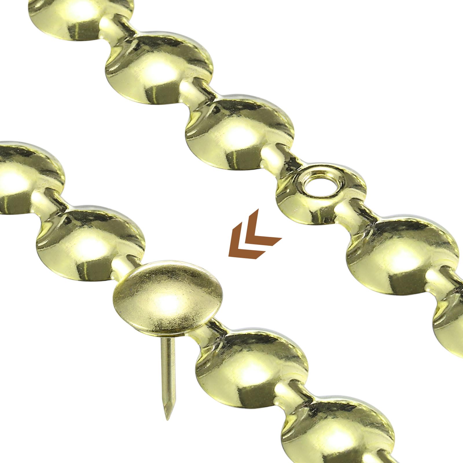 6 Strisce Chiodi Tappezzeria 1 Metro - Finiture Lucide Nero-oro Per Divani E Sedie - Foto 4